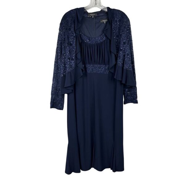 R & M Richards Navy 2-piece Dress Lace Jacket 18W - Picture 1 of 16